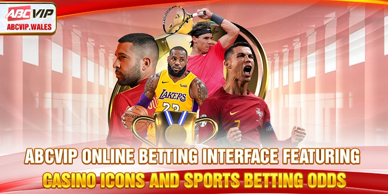 ABCVIP online betting interface featuring casino icons and sports betting odds